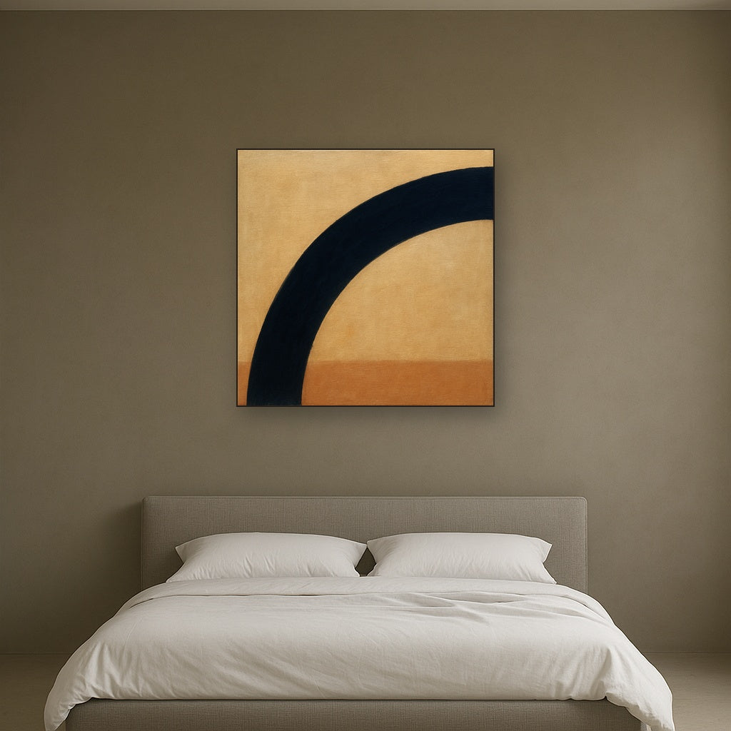Navy Indigo & Warm Sand Sweep No. 2 - Modern Fine Art Oil Painting - View 3