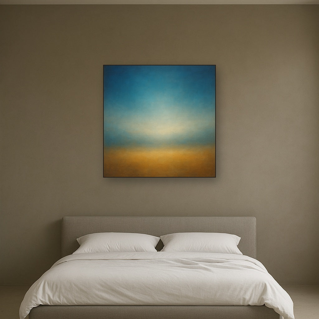 Celestial Azure & Warm Ochre Equilibrium No. 19 Oil Painting - View 3