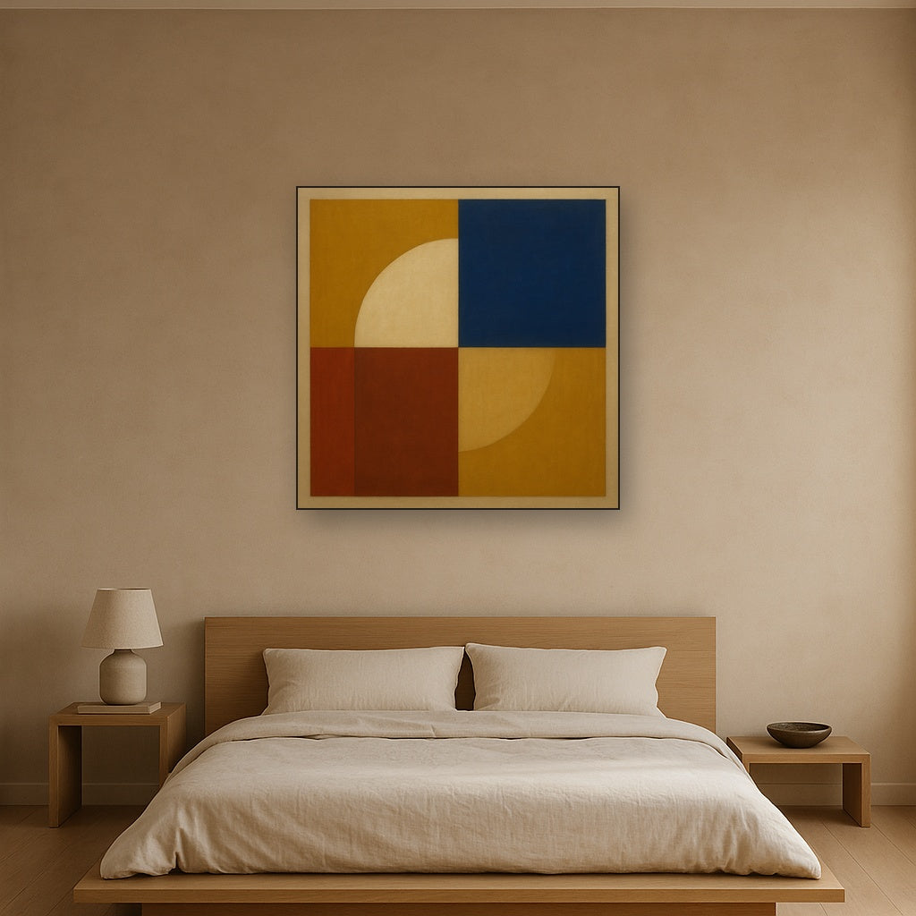 Bauhaus Quadrant Harmony in Primary Earth Tones No. 11 Oil Painting - View 3
