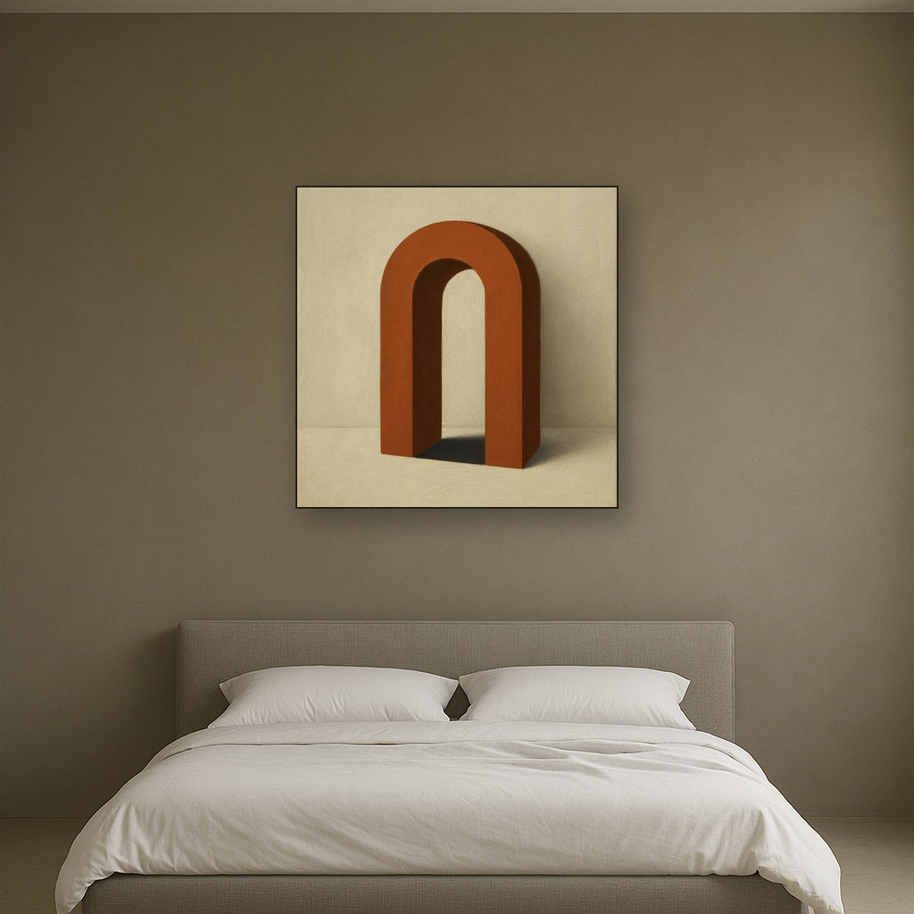 Terracotta Clay & Cream Arch No. 4 - Modern Fine Art Oil Painting - View 3