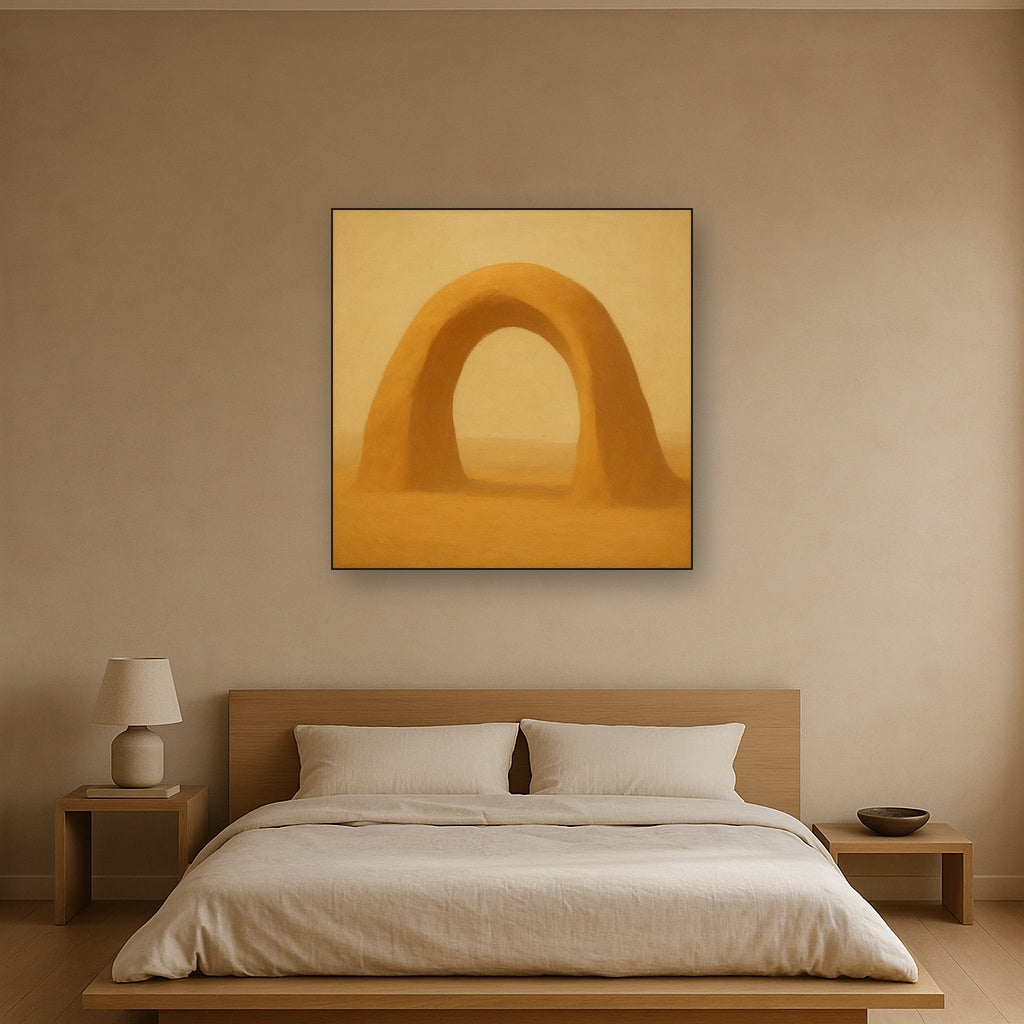 Warm Beige Travertine Arch No. 1 - Modern Fine Art Oil Painting - View 3