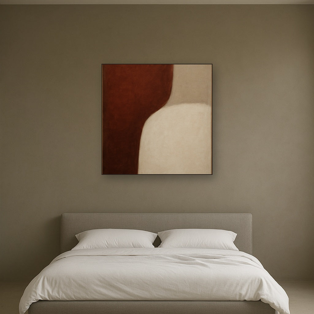 Burnt Umber & Greige Duet No. 7 - Modern Fine Art Oil Painting - View 3