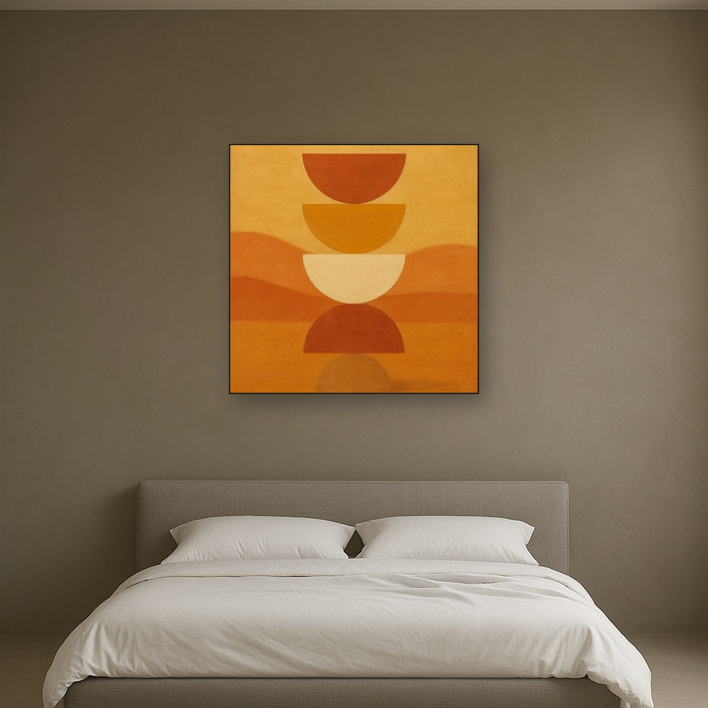 Stacked Semicircle Totem in Desert Warmth No. 15 Fine Art Oil Painting - View 3