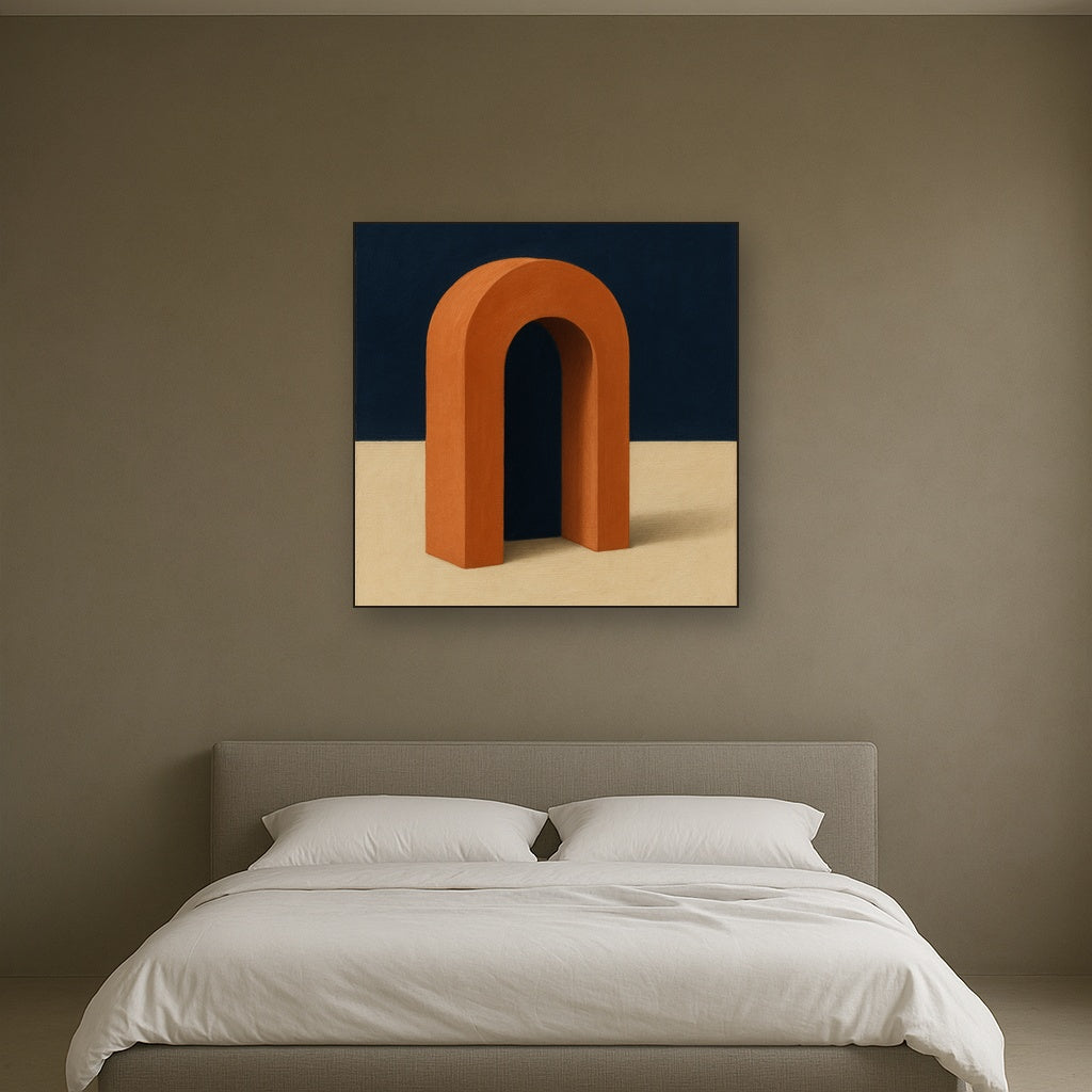 Terracotta Clay & Cream Arch No. 4 - Modern Fine Art Oil Painting - View 3