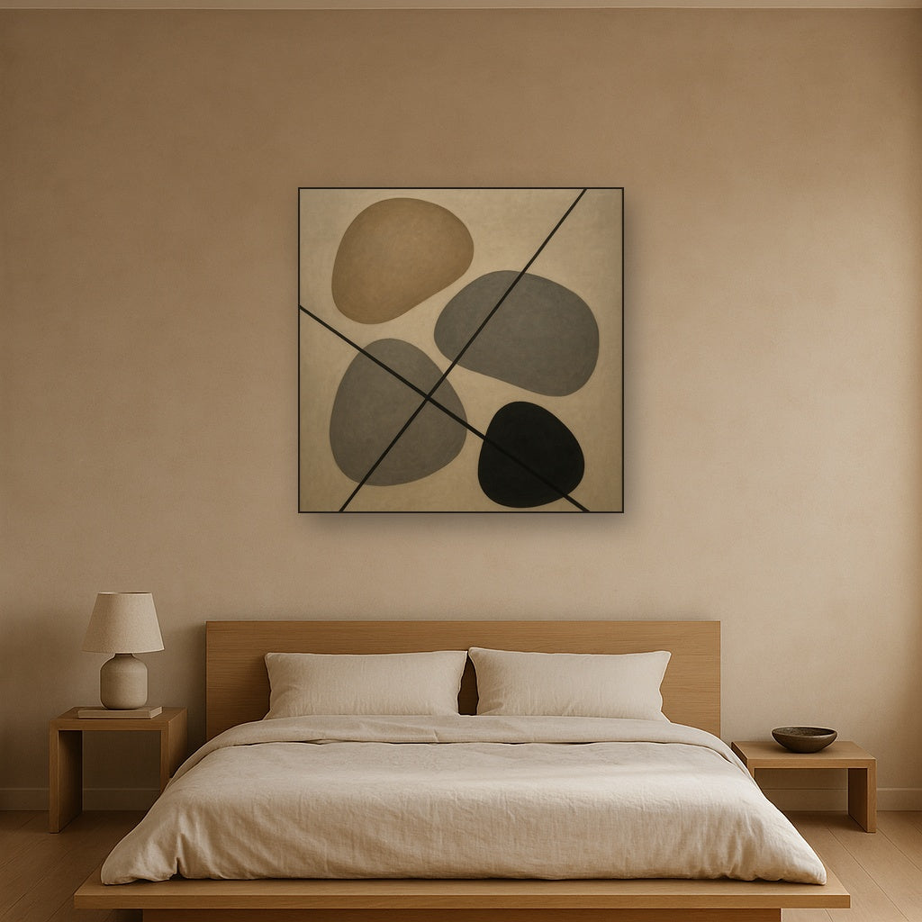 Organic Pebble Contours & Slanted Lines No. 7 Oil Painting - View 3