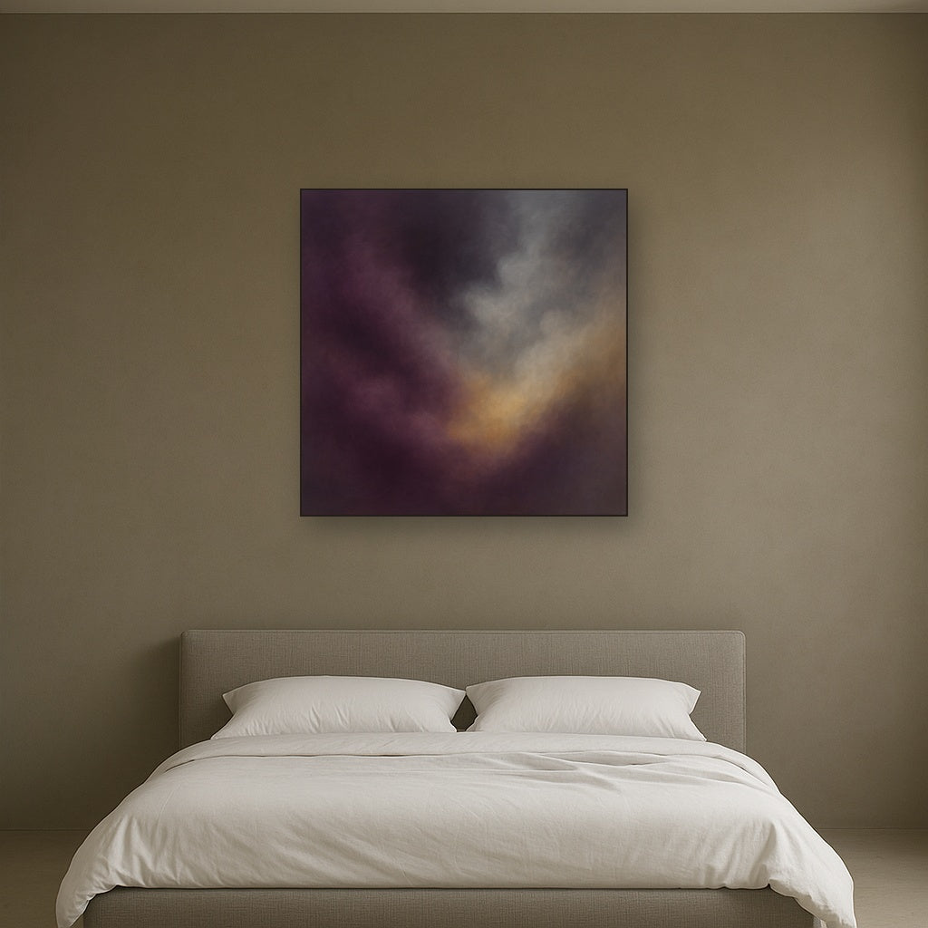 Gilded Plum & Soft Smoke Cloud Harmony No. 6 Oil Painting - View 3