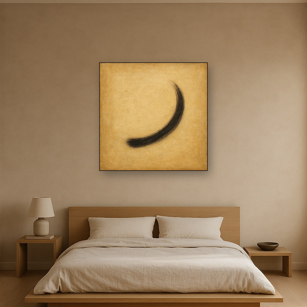 Aged Rice Paper & Charcoal Calligraphic Balance No. 21 Oil Painting - View 3