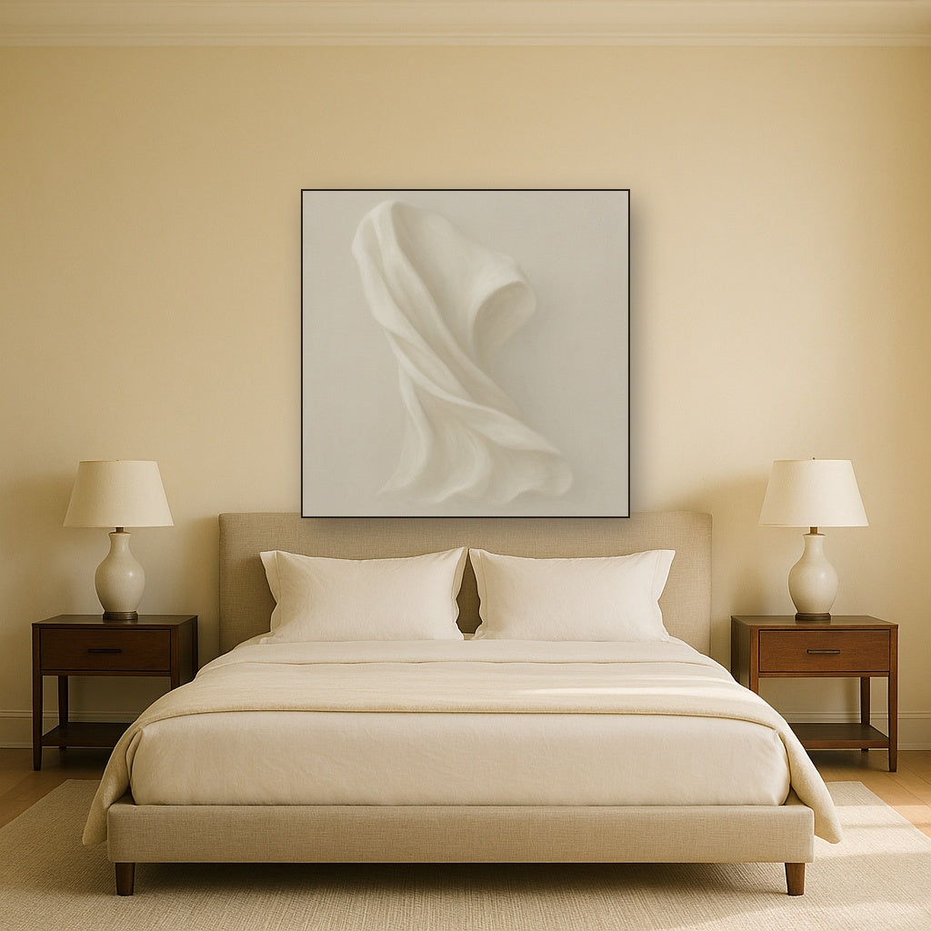 Alabaster Linen Texture Fold No. 4 - Modern Fine Art Oil Painting - View 3