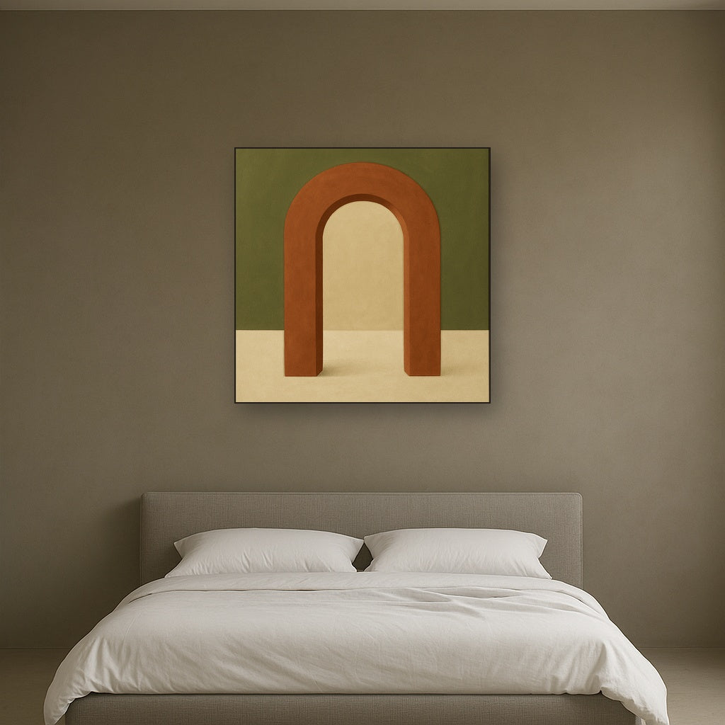 Terracotta Clay & Cream Arch No. 4 - Modern Fine Art Oil Painting - View 3