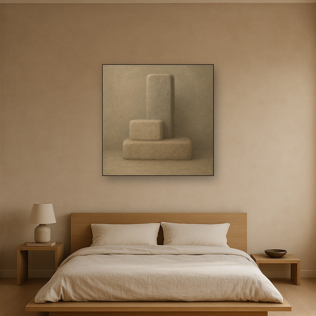 Driftwood Grey & Weathered Stone Monolith No. 13 Oil Painting - View 3