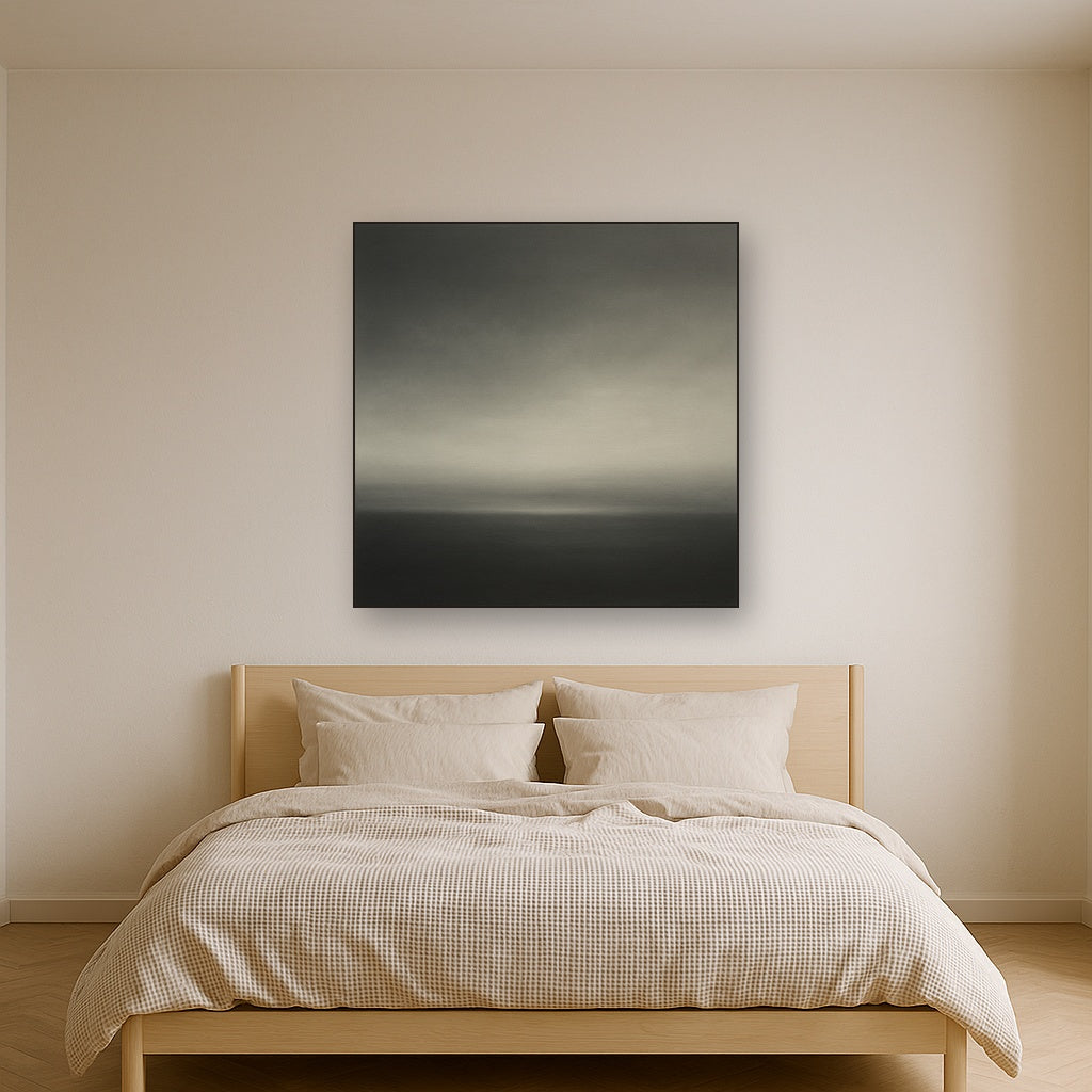 Monochrome Charcoal Drift & Soft Sfumato Horizon No. 25 Oil Painting - View 3