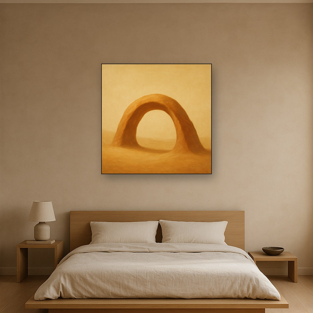 Warm Beige Travertine Arch No. 1 - Modern Fine Art Oil Painting - View 3
