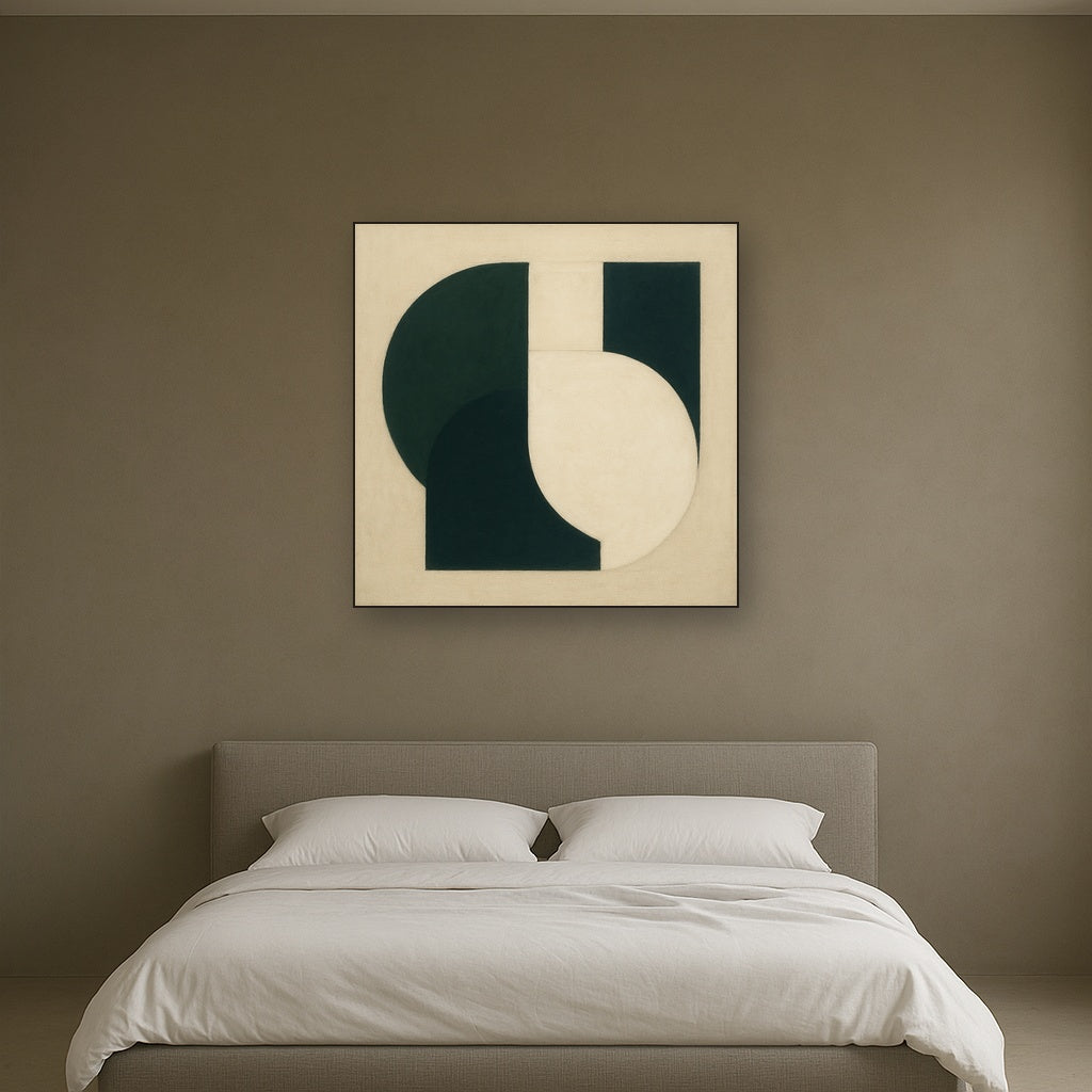 Forest Emerald & Chalk Interlock No. 6 - Modern Fine Art Oil Painting - View 3