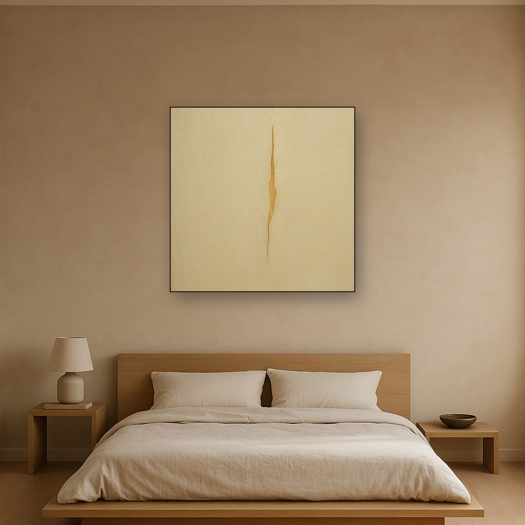 Tactile Stucco & Ochre Rift No. 9 - Modern Fine Art Oil Painting - View 3