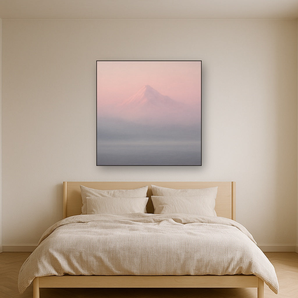 Pale Alpenglow over Distant Glacial Peak No. 7 Oil Painting - View 3