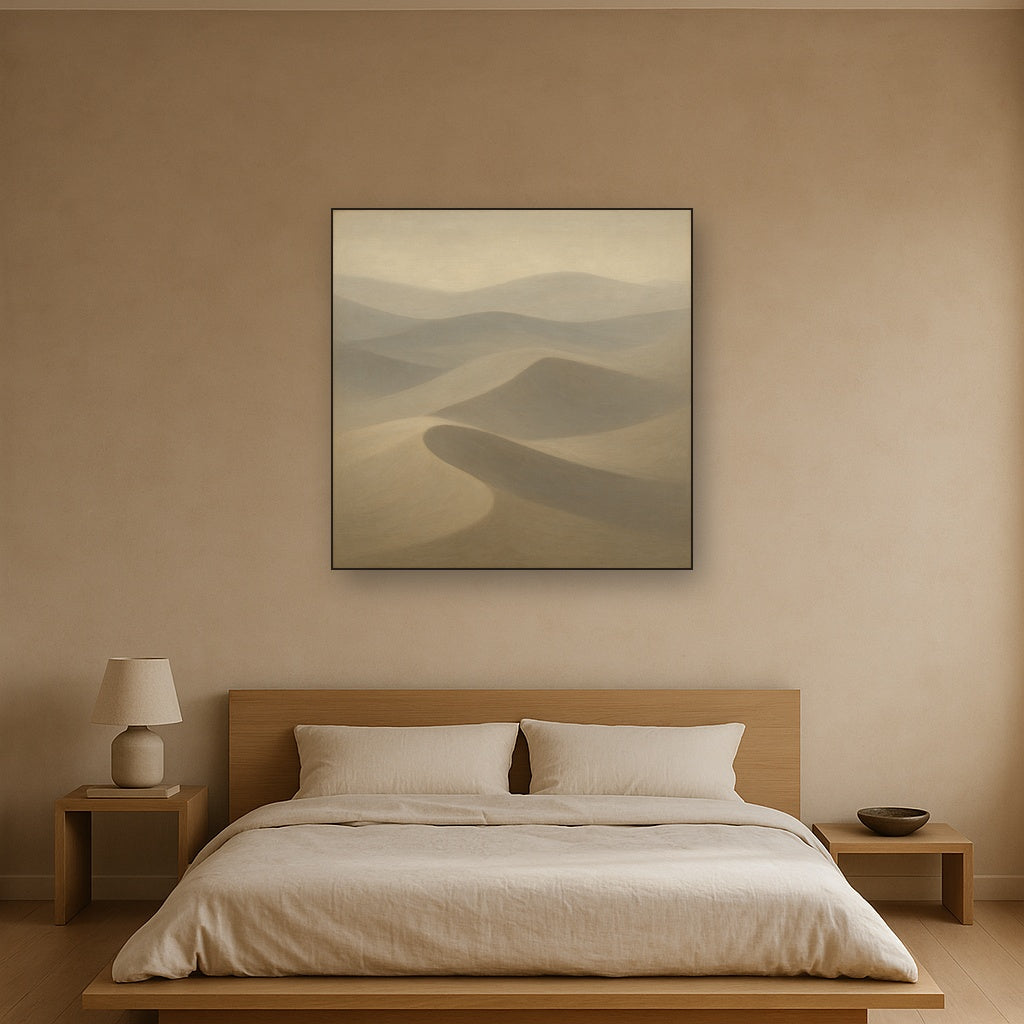 Monochrome Sand Dune Contours & Pale Slate No. 7 Oil Painting - View 3