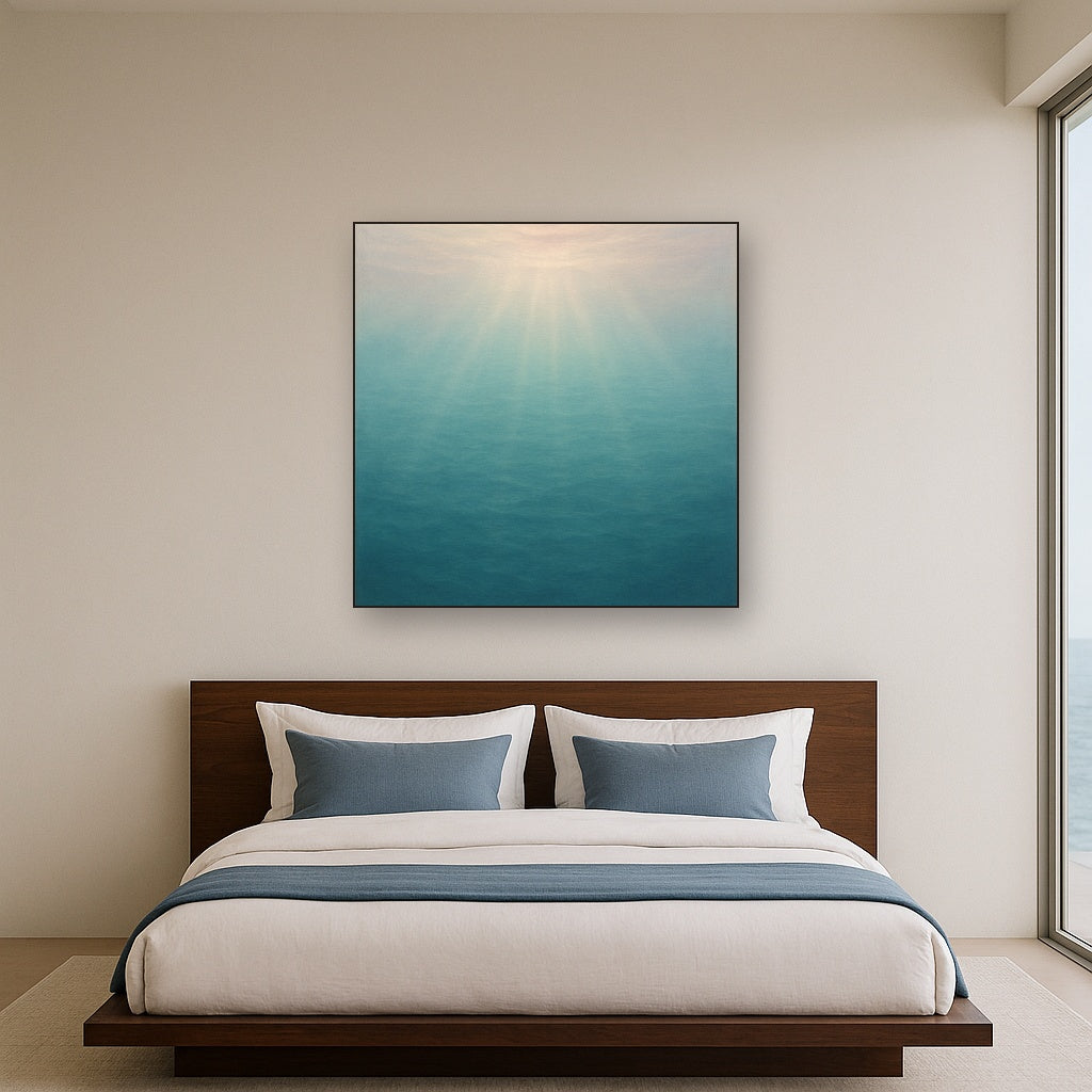Minimalist Aquamarine Reef Void No. 10 - Modern Fine Art Oil Painting - View 3