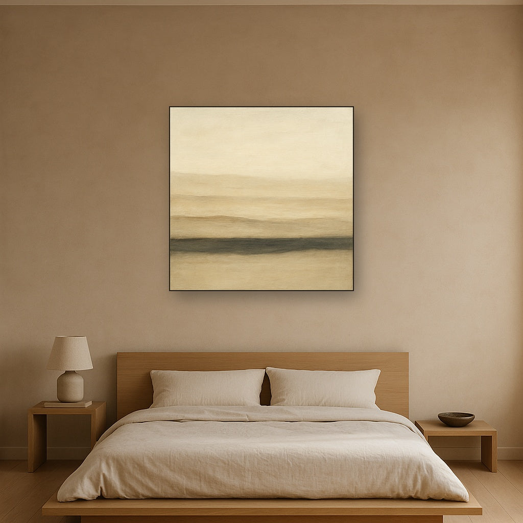 Raw Limestone Horizon & Washed Linen No. 9 Oil Painting - View 3
