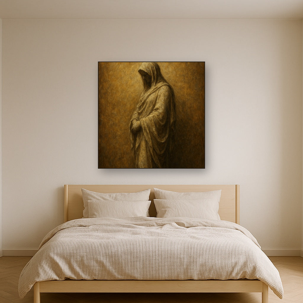 Renaissance Draped Silhouette No. 5 Oil Painting - Styled in Master Bedroom