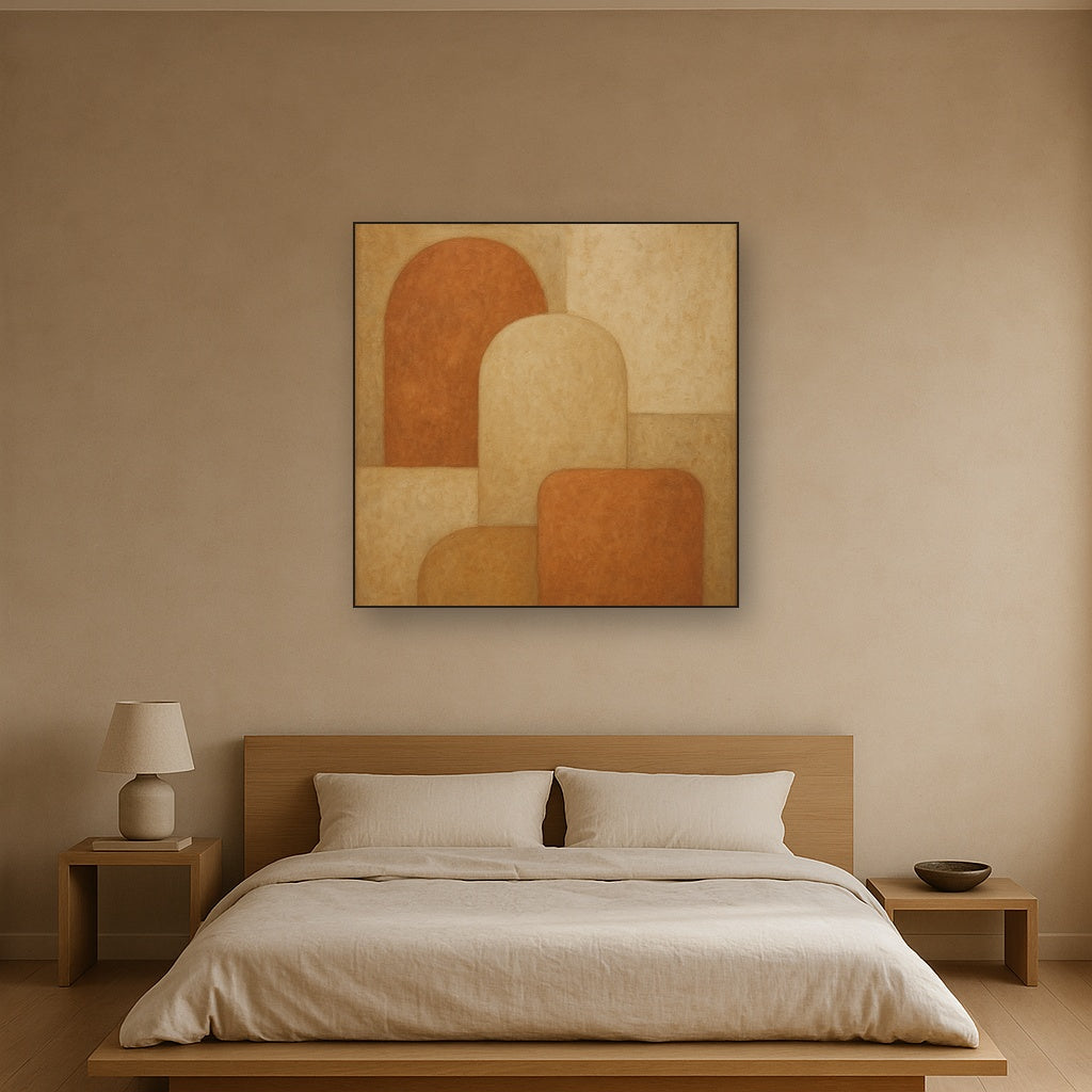 Earthy Terracotta & Weathered Plaster Wash No. 15 Oil Painting - View 3