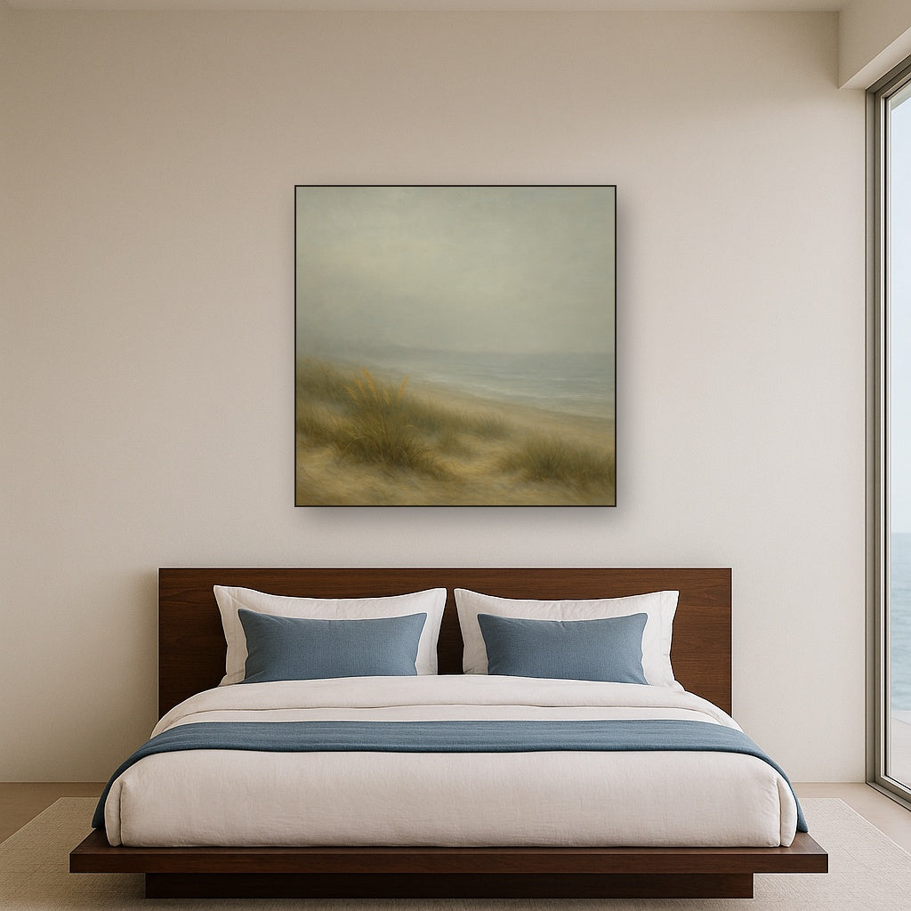Ethereal Coastal Sea Fog over Silent Dunes No. 3 Fine Art Oil Painting - View 3