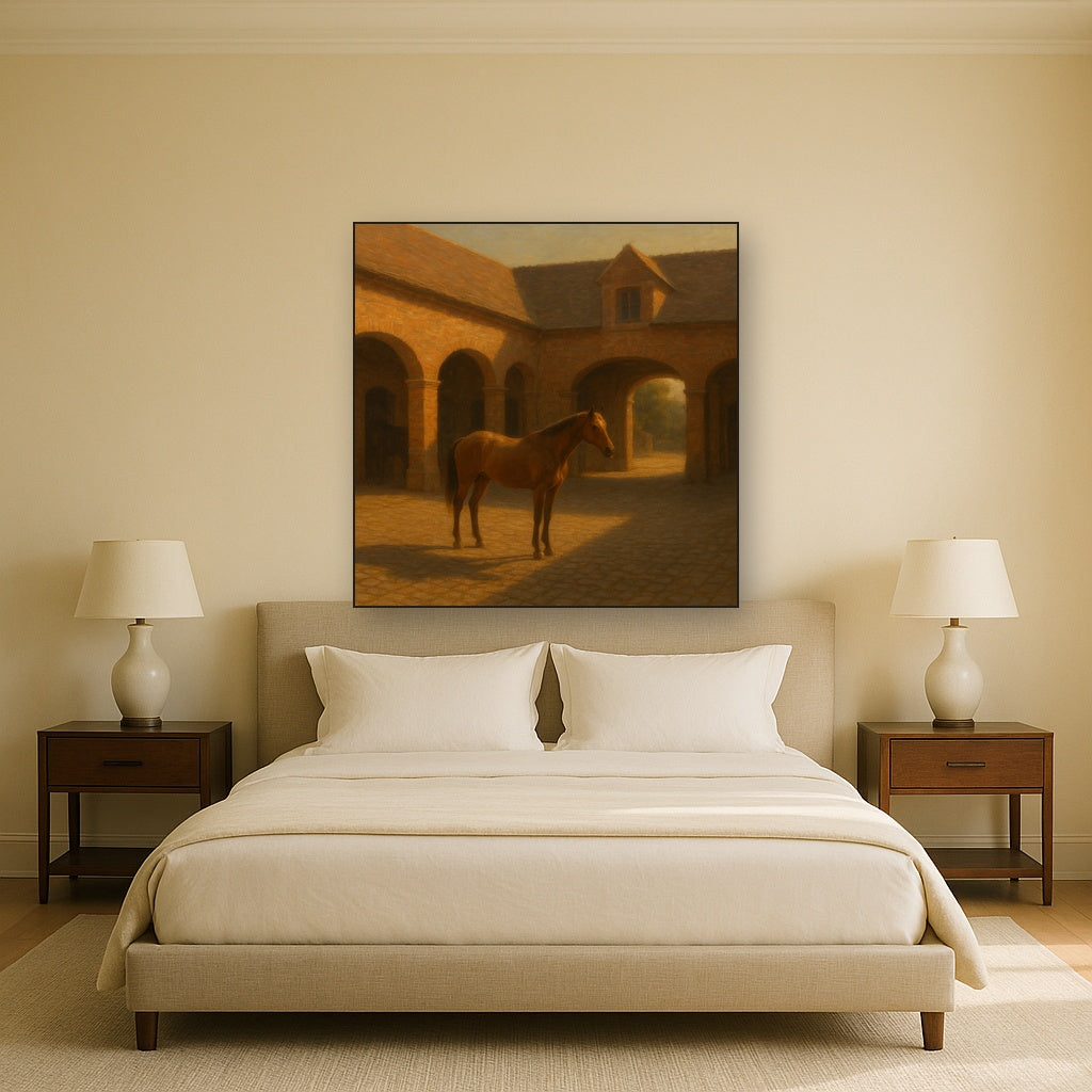 Equestrian Stable Courtyard in Late Afternoon No. 3 Oil Painting - View 3