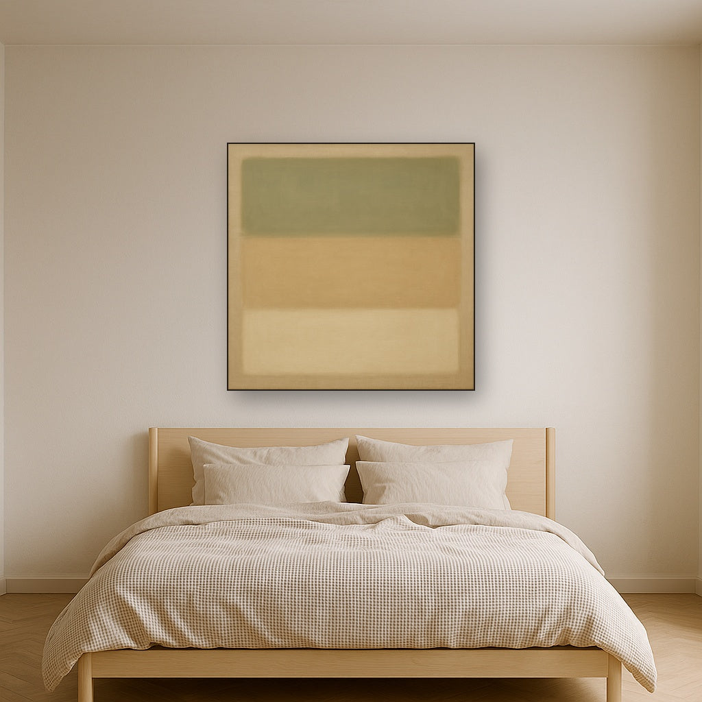 Sage Olive & Pale Sandstone Minimalist Harmony No. 17 Oil Painting - View 3