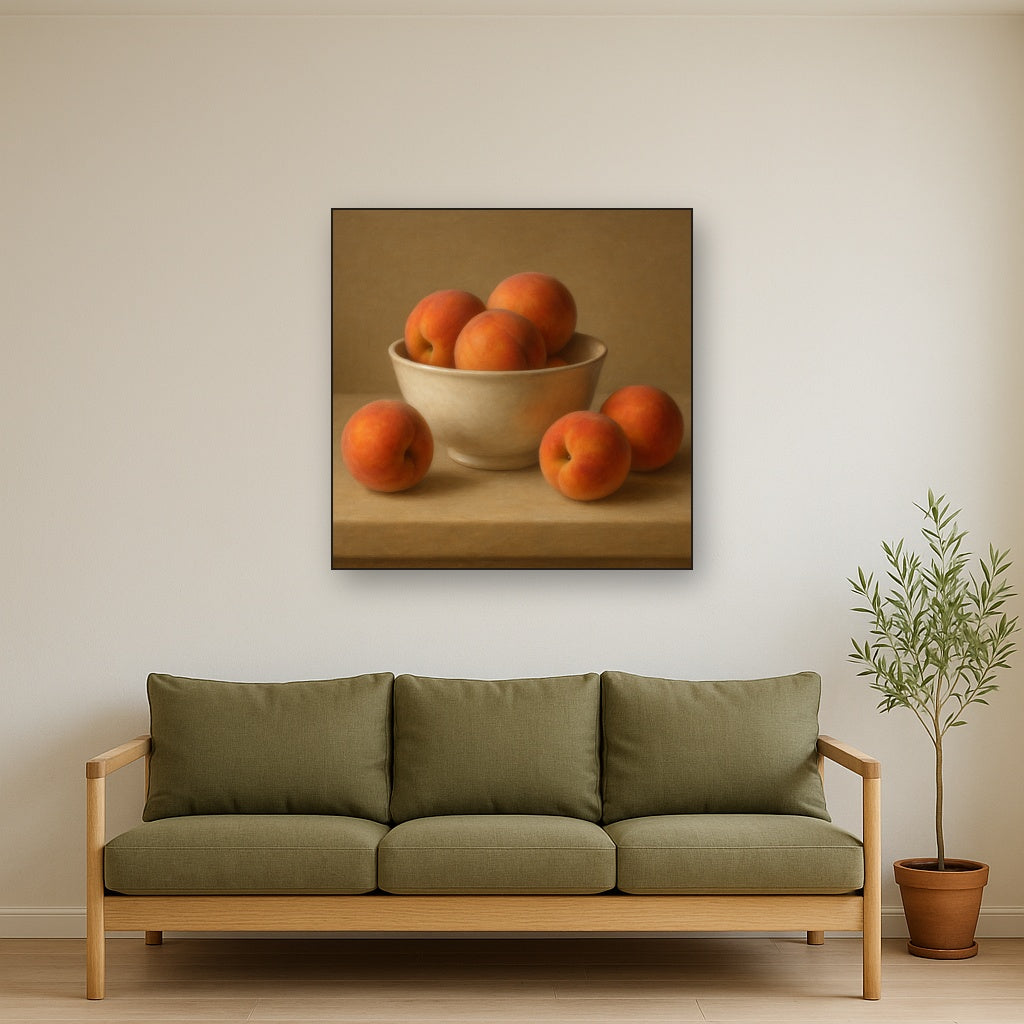 Heirloom Peaches & White Ceramic Bowl No. 4 Oil Painting - View 3