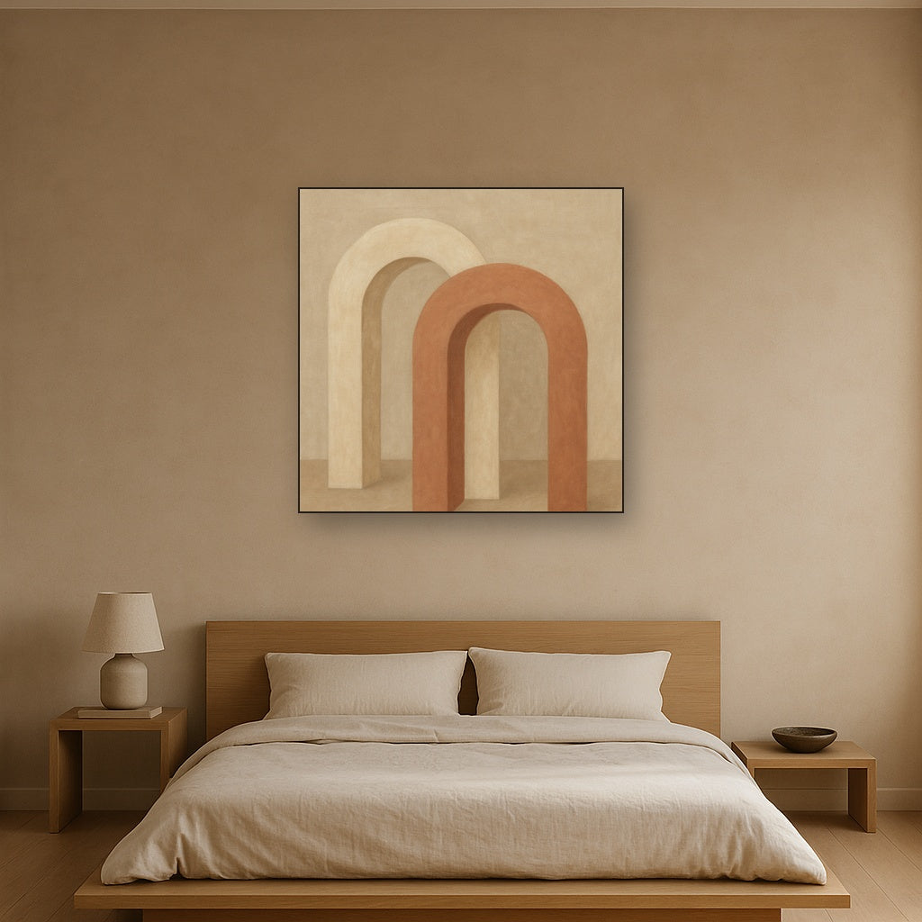 Minimalist Japandi Archways No. 10 - Modern Fine Art Oil Painting - View 3