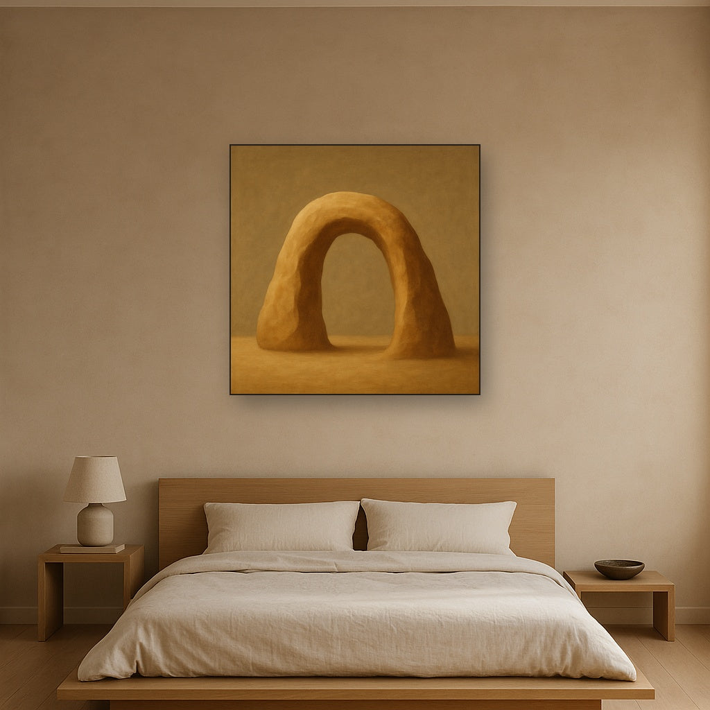 Warm Beige Travertine Arch No. 1 - Modern Fine Art Oil Painting - View 3