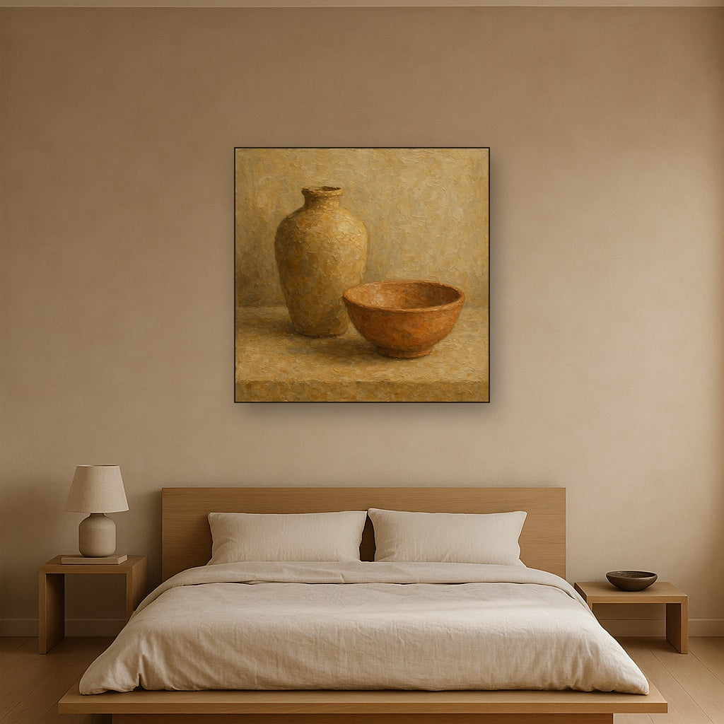Wabi-Sabi Ceramic Silhouette Oil Painting - View 3