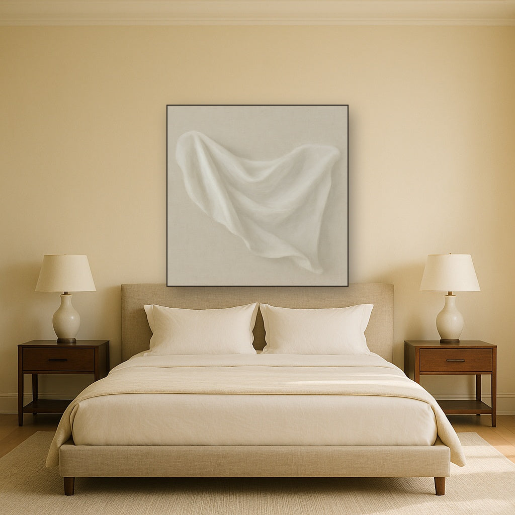 Alabaster Linen Texture Fold No. 4 - Modern Fine Art Oil Painting - View 3