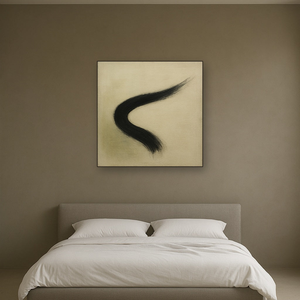Monochrome Brushstroke Void No. 5 - Modern Fine Art Oil Painting - View 3