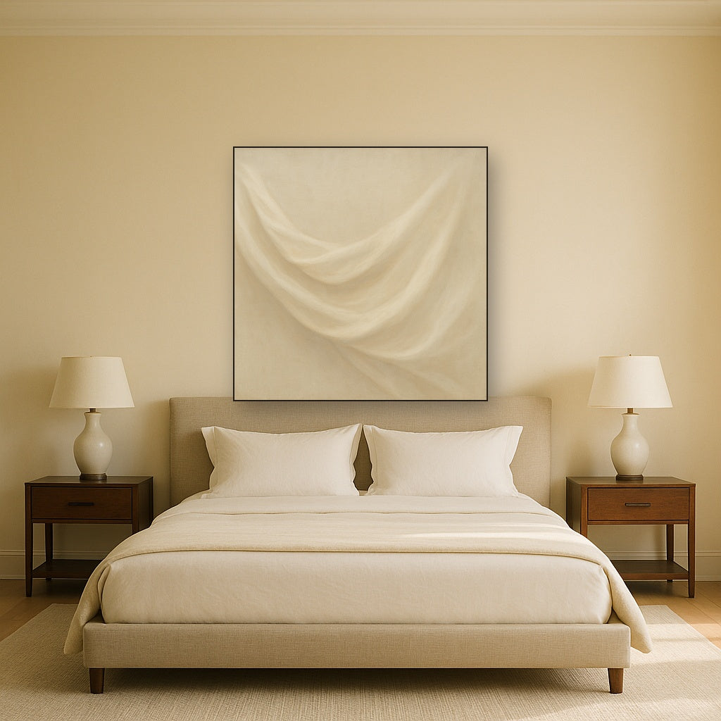 Alabaster Linen Texture Fold No. 4 - Modern Fine Art Oil Painting - View 3