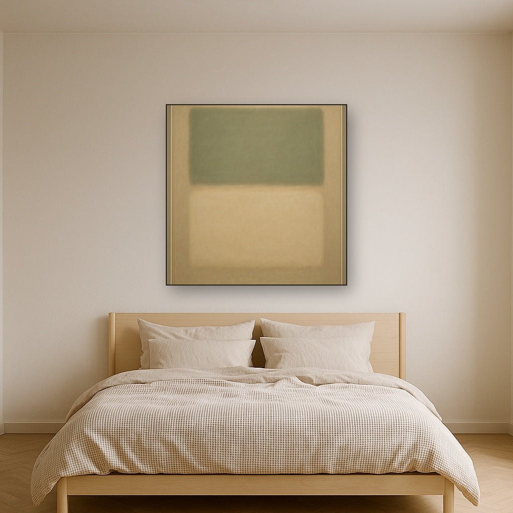 Sage Olive & Pale Sandstone Minimalist Harmony No. 12 Oil Painting - View 3