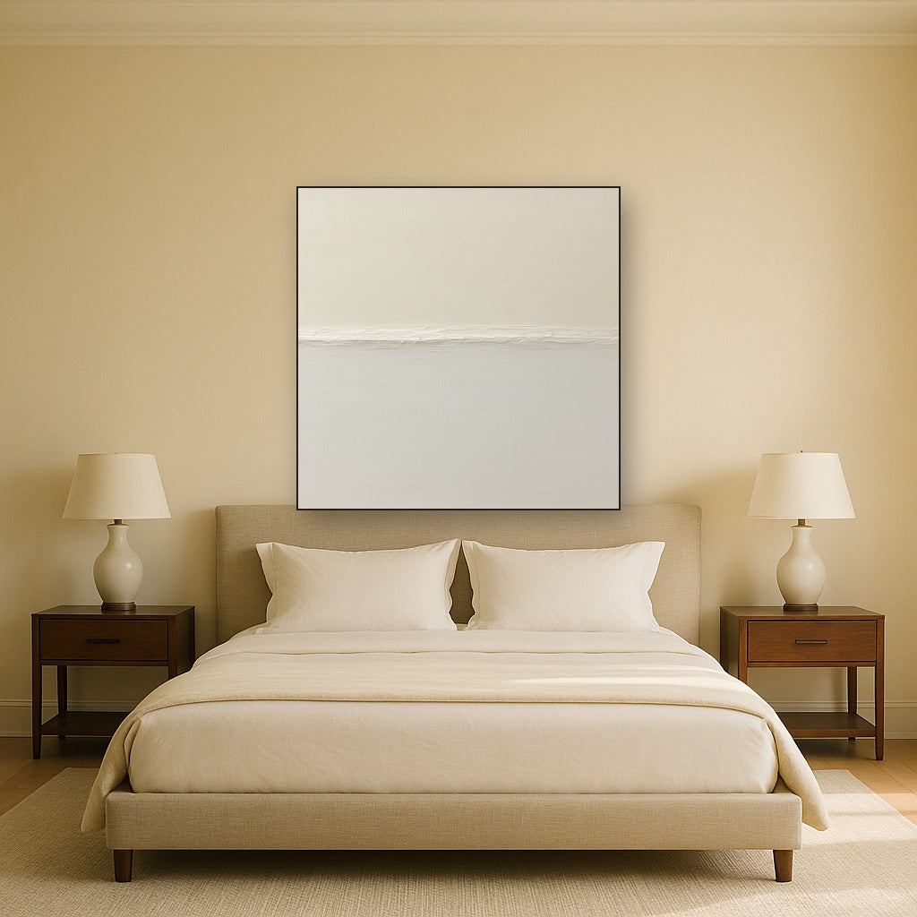 Minimalist White Horizon Band No. 7 - Modern Fine Art Oil Painting - View 3