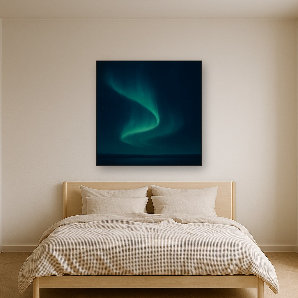 Aurora Borealis Veil in Deep Midnight Indigo No. 11 Oil Painting - View 3