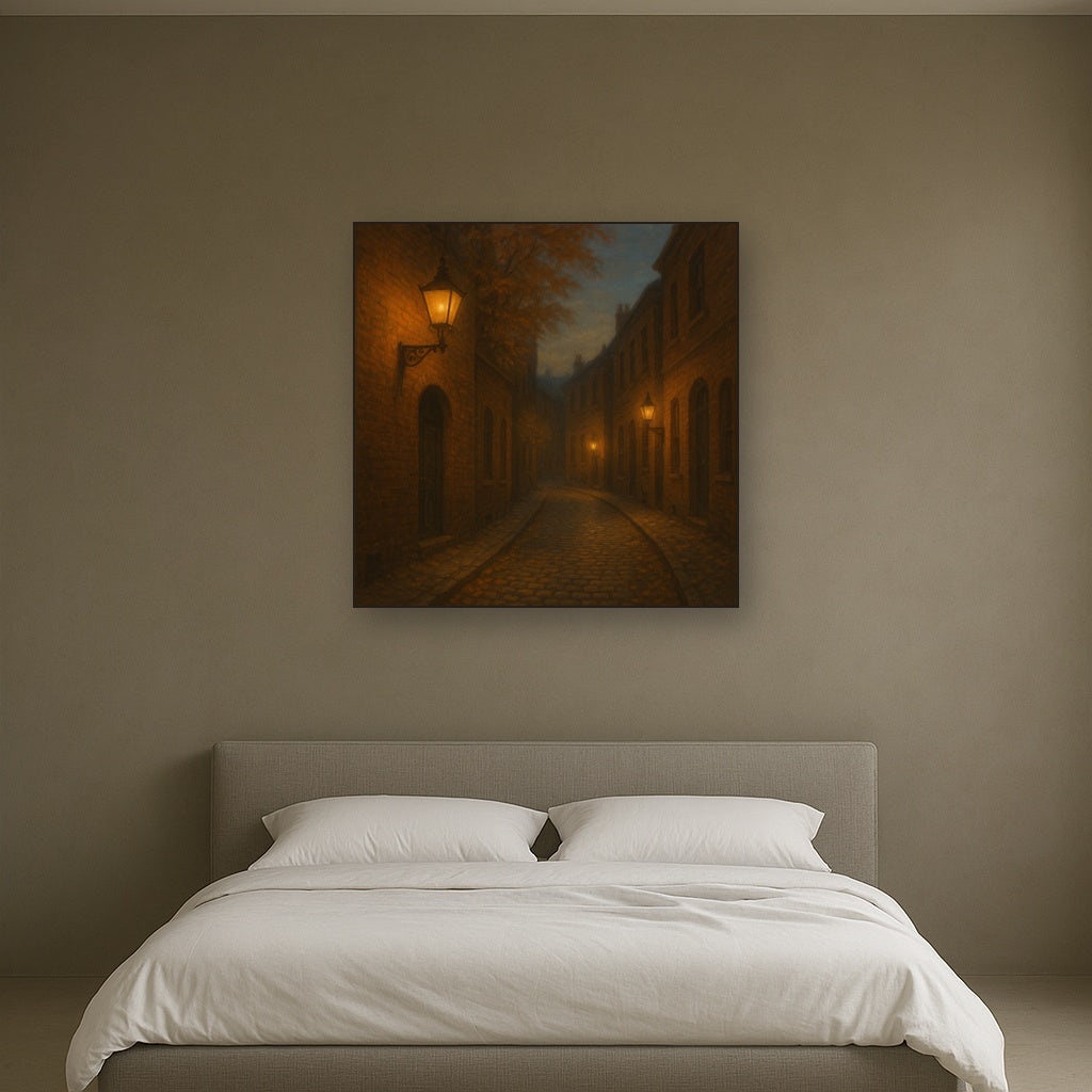 London Gaslamp Alley in Autumn Dusk No. 9 Oil Painting - View 3