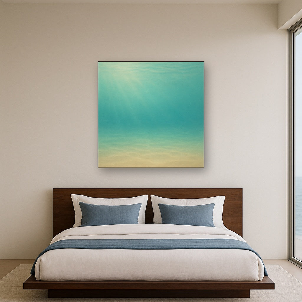 Minimalist Aquamarine Reef Void No. 10 - Modern Fine Art Oil Painting - View 3