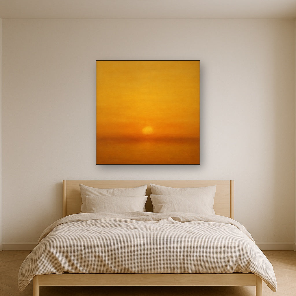 Warm Amber & Raw Sienna Sunset Meditation No. 19 Oil Painting - View 3