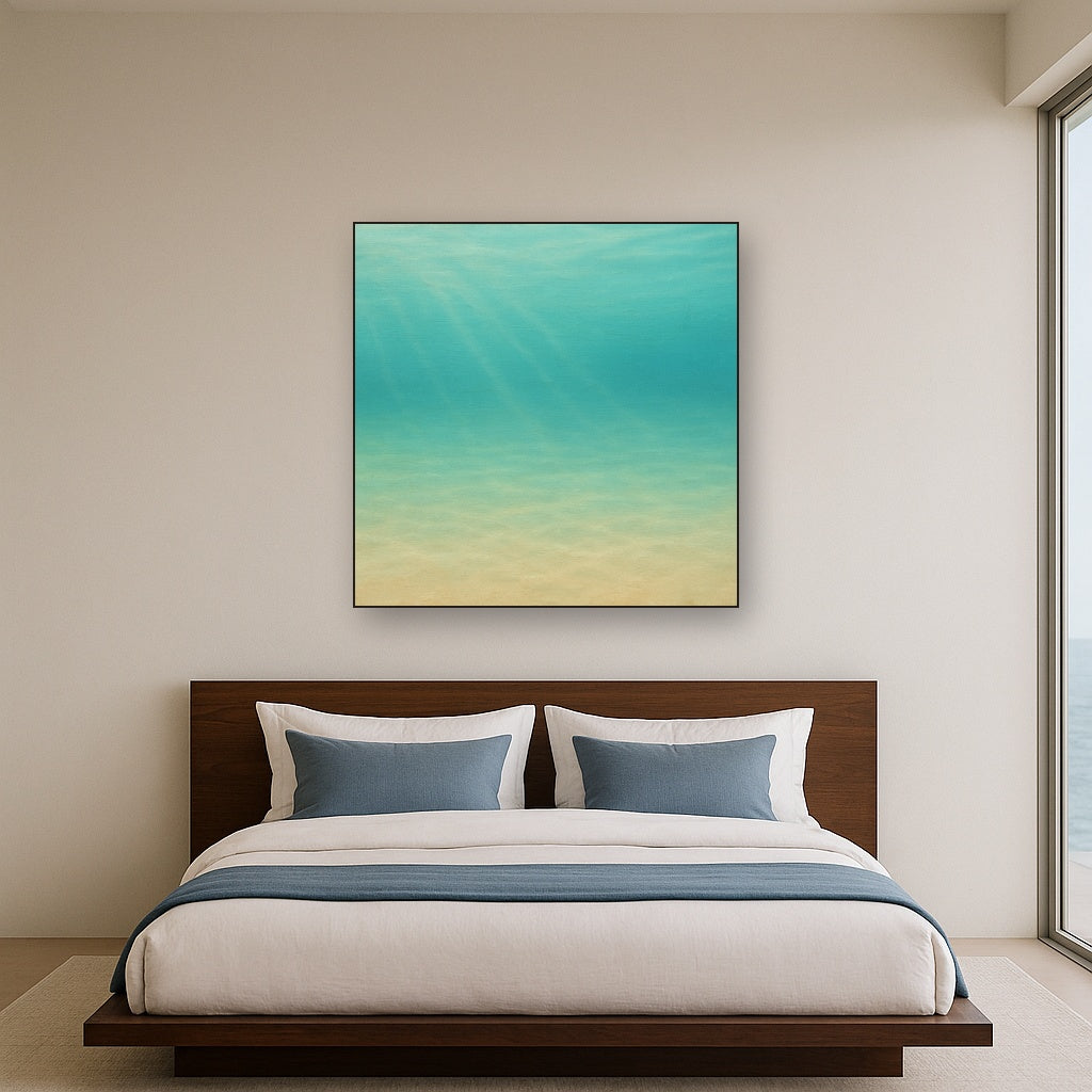 Minimalist Aquamarine Reef Void No. 10 - Modern Fine Art Oil Painting - View 3