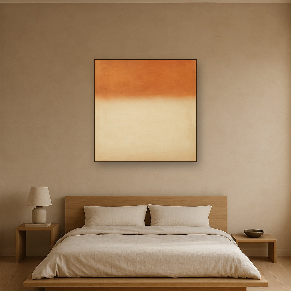 Terracotta & Greige Earth Bands No. 6 - Modern Fine Art Oil Painting - View 3