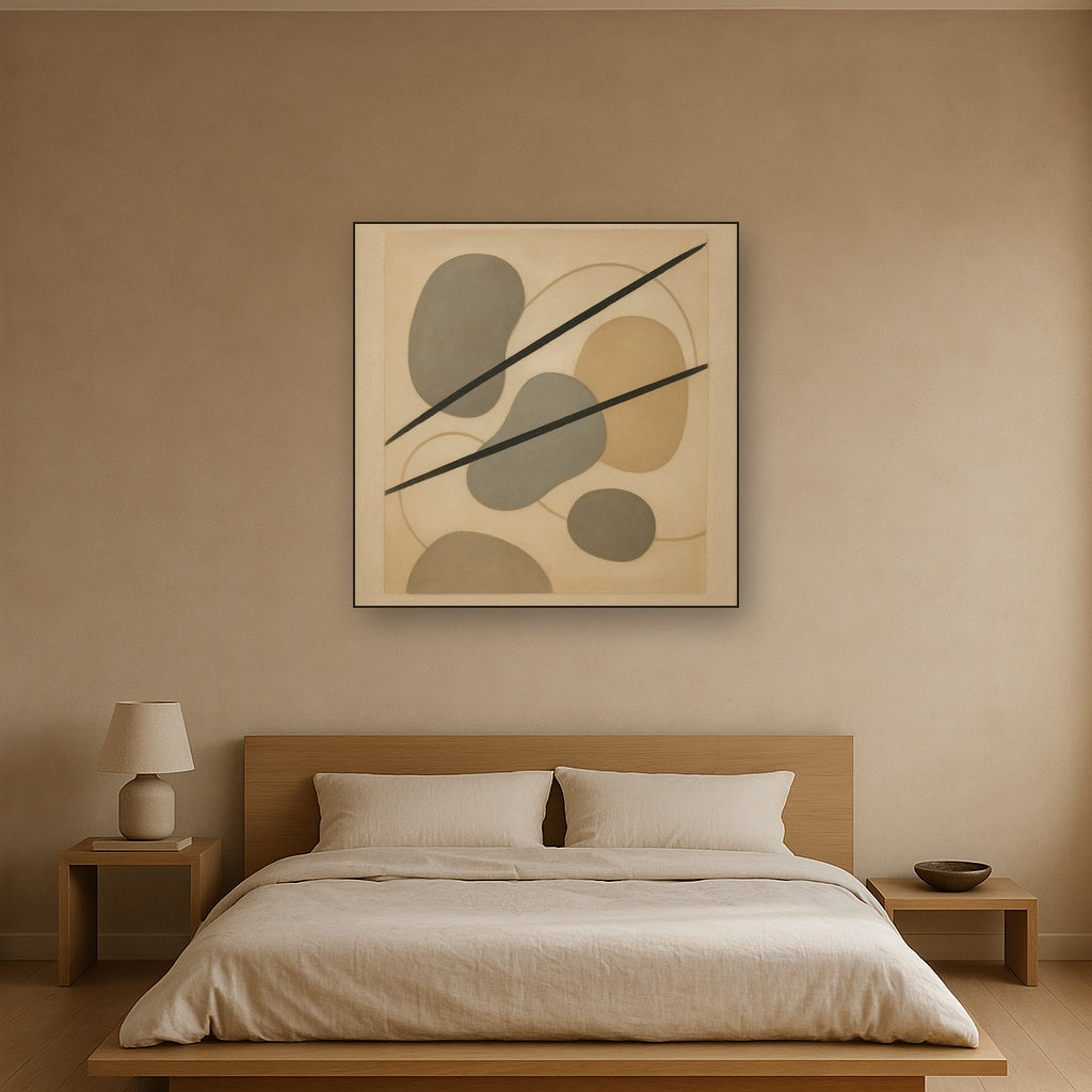 Organic Pebble Contours & Slanted Lines No. 24 Oil Painting - View 3