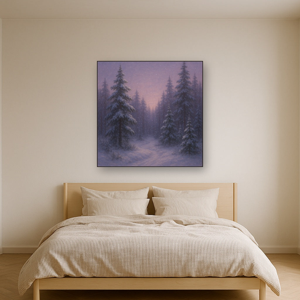 Quiet Pine Forest in Gentle Twilight Snow No. 2 Oil Painting - View 3