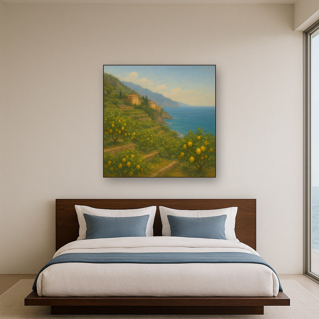 Italian Amalfi Coastline Terraces & Lemon Grove No. 4 Oil Painting - View 3