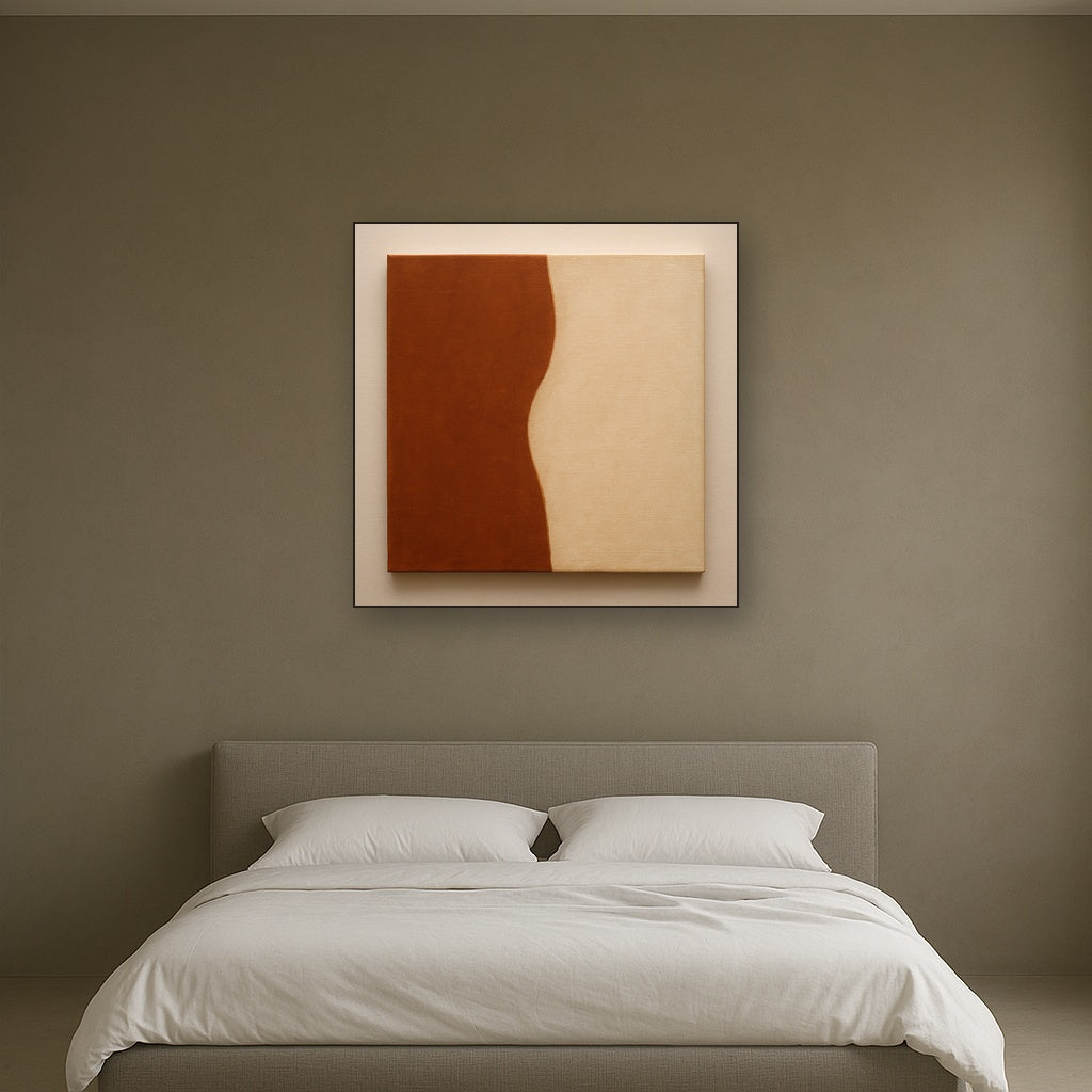 Burnt Umber & Greige Duet No. 7 - Modern Fine Art Oil Painting - View 3