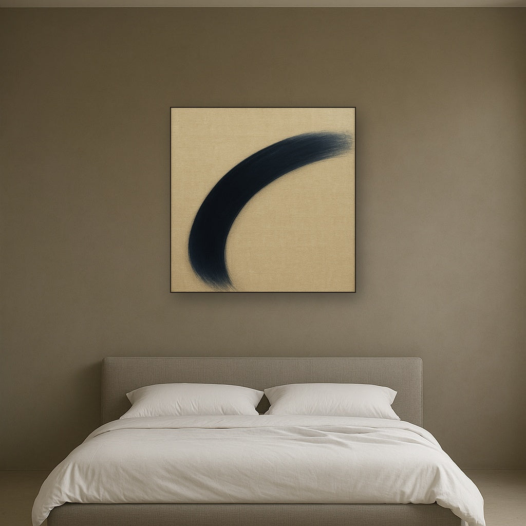 Navy Indigo & Warm Sand Sweep No. 2 - Modern Fine Art Oil Painting - View 3