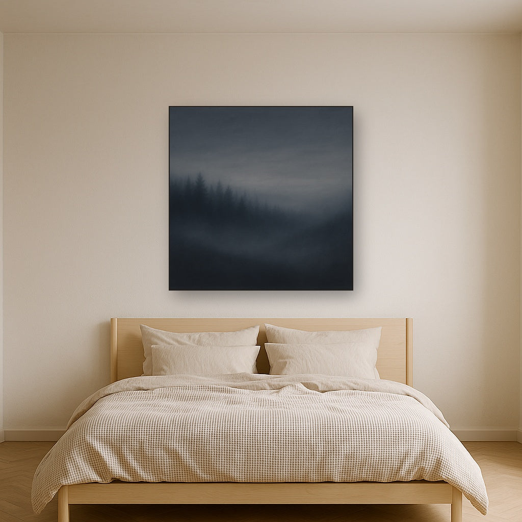 Dusk over Silent Pine Ridgeline in Charcoal Fog No. 6 Oil Painting - View 3