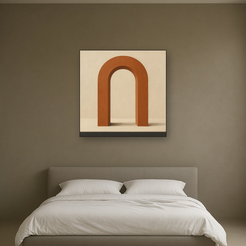 Terracotta Clay & Cream Arch No. 4 - Modern Fine Art Oil Painting - View 3