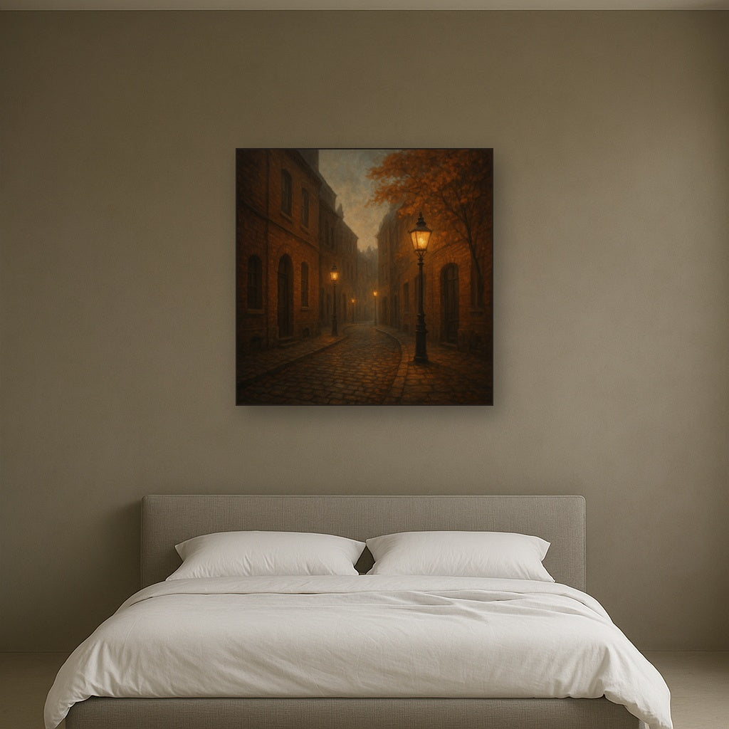 London Gaslamp Alley in Autumn Dusk No. 15 Oil Painting - View 3
